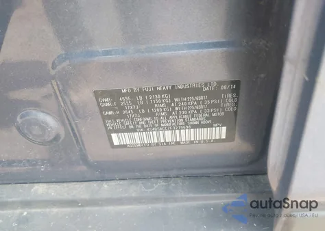 2015 Subaru Outback 2.5I Premium from USA, damaged, VIN 4S4BSACC7F3219698